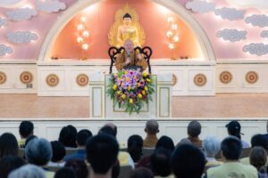 佛光山西來寺7月18日舉辦佛學講座，恭請佛光山住持心保和尚主講「寒山拾得與禪師偈語」。