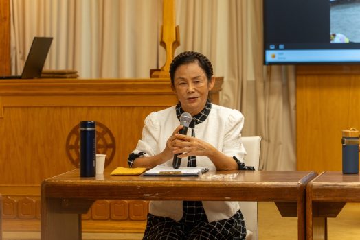 蔣霞萍分享，感念丈夫李昌鈺在人生最後階段仍處處為家人著想，也讓她在西來大學的學習中，重新思考人生觀、價值觀與世界觀。
