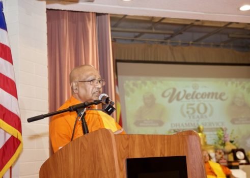 Madawala Seelawimala 長老在致謝時表示,今天大眾因50年弘法的因緣齊聚一堂,但更重要的是因佛法而來。