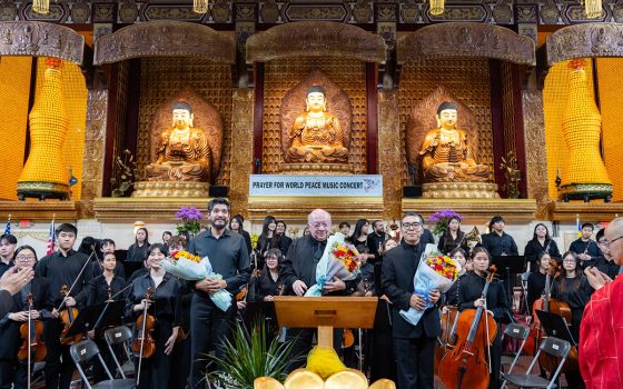 音樂會圓滿成功，三位指揮Dr. Robert Sage (前排中)及 Mr. Jose Medina (前排左)、Mr. Shota Hanai (前排右)功不可沒。