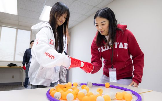 營隊安排多項團隊合作遊戲，訓練青年彼此溝通、協調與互相扶持的能力。